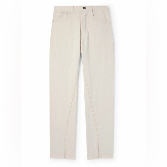 KARTIK RESEARCH Faux Pearl Embellished Ecru Jeans Indian Size 32 $680 NWT - Picture 5 of 9